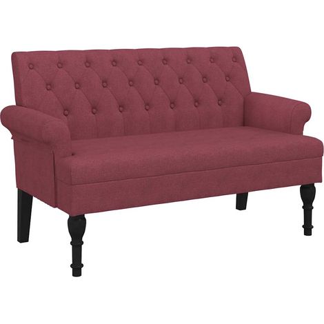 Banco con respaldo tela rojo tinto 120x62x75,5 cm vidaXL