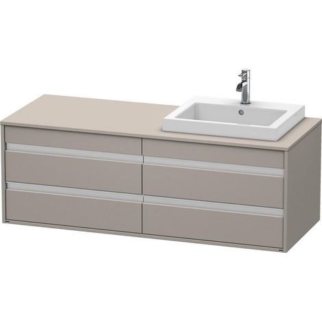 Mobile contenitore Duravit Ketho Vanity a parete 6757, 4 cassetti, 1400mm, per 1 lavabo incasso, destra, Colore (anteriore/corpo): Terra Opaco - KT6757R1414