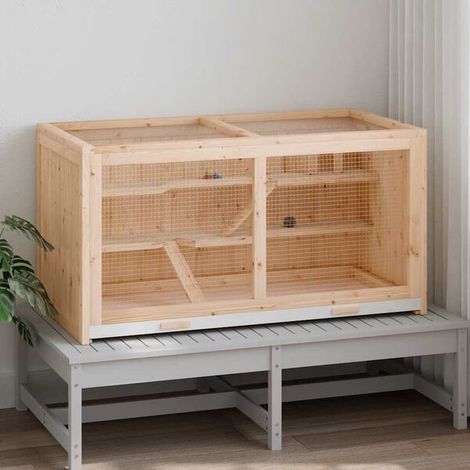 Cage pour hamster, 104 x 52 x 54 cm, en bois de cèdre massif.