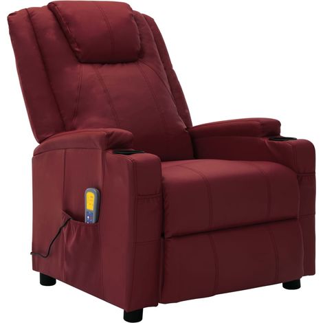 Fauteuil de massage inclinable Rouge bordeaux Similicuir (1/5)