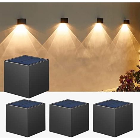 Appliques murales solaires carrées modernes, étanches IP65, pour éclairage extérieur de porche, jardin, terrasse, décoration de clôture, lampe murale extérieure écoénergétique (1/5)
