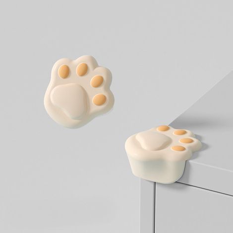 Protections d'angle en silicone beige pour deux tables à angle droit - coins anti-collision et antidérapants. (1/5)