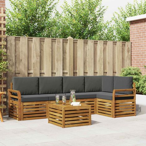 vidaXL Ecksofa Set 6 pcs Natur und Anthrazit Massivholz Akazie (1/5)