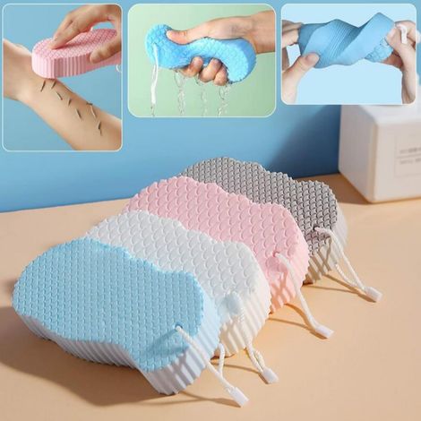 Eponge de bain 3D pour bébé - motif écailles de poisson, rose/bleu/gris/blanc, 1473cm, 4pcs (1/5)