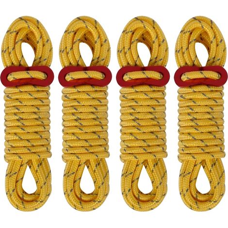 Corde per tenda, nylon riflettente, regolatore in alluminio ultraleggero, 4 gialli (1/2)