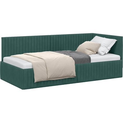 Maison Exclusive - Cornice del letto ad angolo Verde Scuro 90 cm x 190 cm Velluto (1/5)