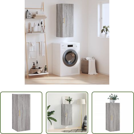 Holzschrank - Wandschrank Grau Sonoma 34,5x34x90 cm (1/5)