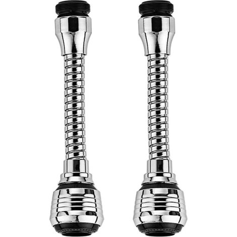 Aérateur Robinet Pivotant Grand Angle 360Degrés, pour Robinet D'évier Salle Bain Cuisine à Domicile (avec Adaptateur Tuyau Mobile), Buse Baignoire Haute Pression Rotative Remplacement (2pcs) (1/4)