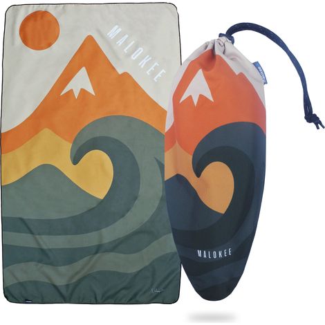 Toalla deportiva de secado rápido para fitness, color verde, 145 cm x 90 cm, con bolsa. (1/5)