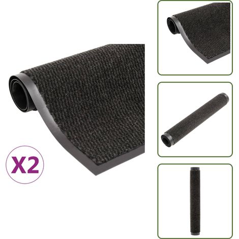 Tappeti antipolvere neri - vidaXL Tappeti Antipolvere 2 pz Rettangolari Trapuntati 60x90 cm Neri - Tappeti in polipropilene