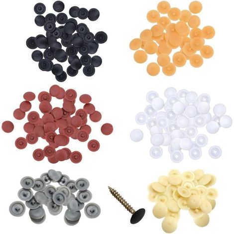 SABIR 600 Pièces Cache Vis Bouchon à Vis en Plastique Capuchon de Protection Décorer Cache Vis Couvertures à Vis Cruciforme Capuchon Trou Protection Masque pour Vis Phillips de 7-8 mm 6 Couleurs (1/4)