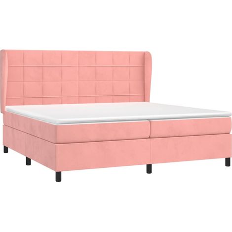 vidaXL Giroletto a Molle con Materasso Rosa 200x200 cm in Velluto (1/5)