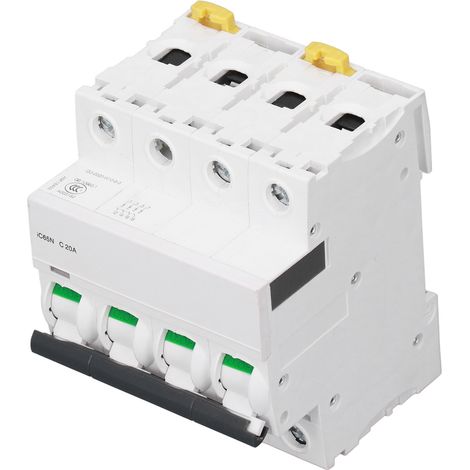 Leitungsschutzschalter 4P 20A C20, Pa66, DIN-Schiene, 400V Niederspannung, 6000A Abschaltvermögen, elektrischer Schutz, 4-poliger modularer Leitungsschutzschalter (1/5)
