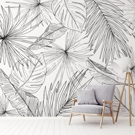 Papier peint panoramique - Lamnar - Noir - intissé : 150g/m² - 7 lés : 336x270cm