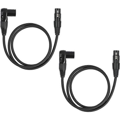 Lot de 2 câbles XLR coudés à 90°, mâle vers femelle droit, 30 cm, pour micro, table de mixage, studio, podcast. (1/5)