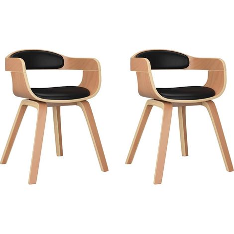 Maison Exclusive - Esszimmerstühle 2 Stk. Schwarz Bugholz und Kun (1/5)
