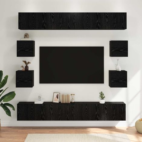 vidaXL TV Cabinet Set 8 pcs Black Oak Engineered Wood (1/5)