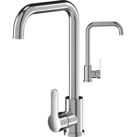 ROBINET MÉLANGEUR DE CUISINE POUR ÉVIER CHROMÉ ARGENTÉ ROBINET ROND EN ACIER (1/5)