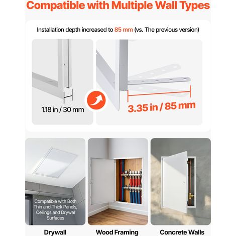 Trappe de Visite 64x44 cm, Panneau d'Accès pour Cloisons Sèches Placo en Acier Galvanisé, pour Plafond Plomberie et Électricité, Trappe de Maintenance Dimensions de Découpe 42x62 cm, Blanc (1/5)