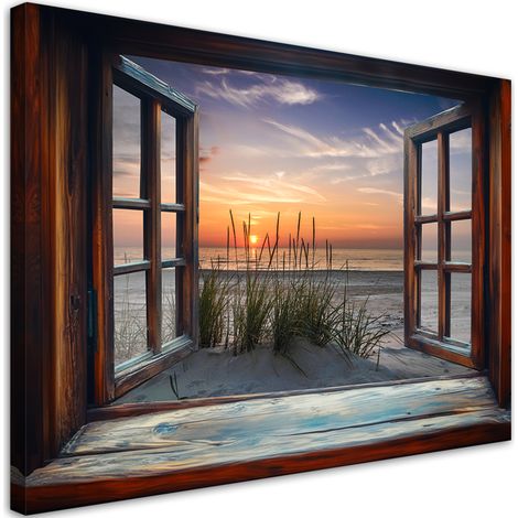 Tableau déco Fenêtre Mer Plage Nature 90x60 (1/5)