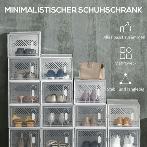 Système de rangement modulaire 18 casiers, étagère à emboîter, 25 x 35 x 19 cm, incolore