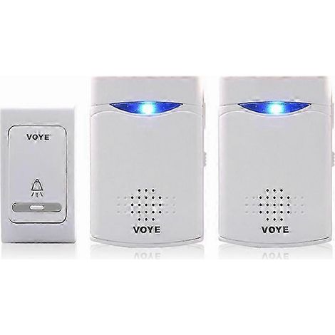 Sonnette sans fil avec télécommande et 2 récepteurs VOYE V006B2 Blanche (1/4)