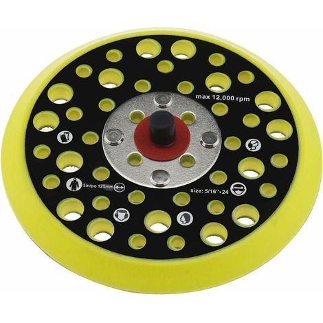 Support de 125 mm 5" compatible avec Mirka Ceros/Deros 44 trous, fixation de filetage 5/16, ponceuse, support à crochet et boucle, accessoires pour ou (1/5)