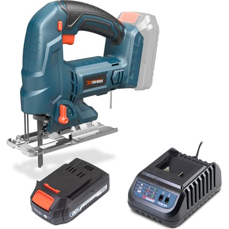 Scie sauteuse pendulaire 20V livrée livrée avec 1 batterie 2Ah et un chargeur rapide. (1/4)