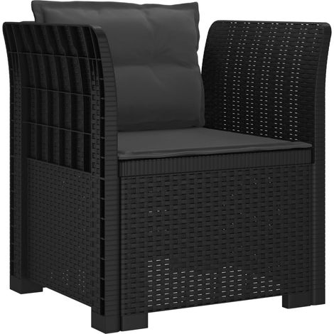 vidaXL 1-Seater Armchair with Cushions Rattan Look PP Anthracite (1/5)