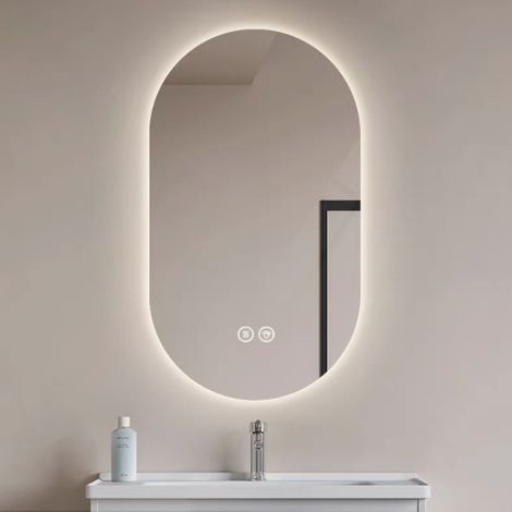Miroir LED Intelligent 60x90cm Antibuée Tactile 3 Températures Luminosité Réglable