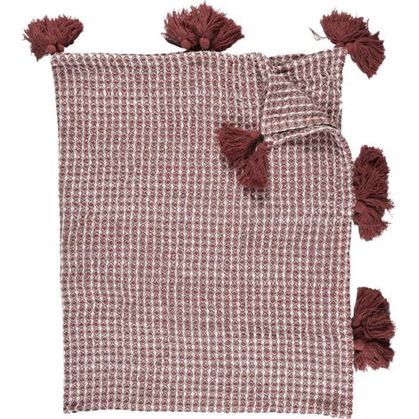 Plaid Nid d'Abeille "Gaufré" 125x150cm Rouge & Blanc (1/3)