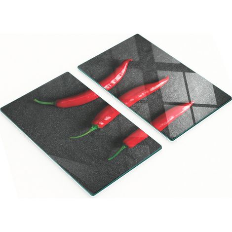 Tableros de vidrio resistentes a los ara帽azos con dise帽o de pimientos picantes, 2x30x52 cm.