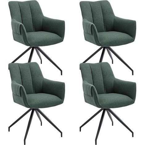 CHAIRUS Dinging Chairs 4Pcs Linen Modern Simple Kitchen Chairs with Comfortable Backrest Swivel Armchairs for Living Room Restaurant, Green