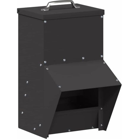 Chicken Feeder Black 20 x 25 x35 cm Cold-Rolled Steel vidaXL