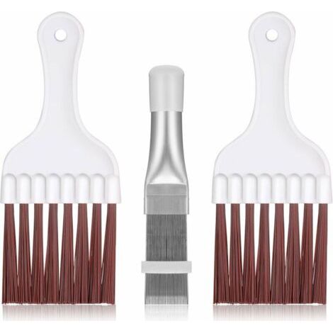 3 Pièces Brosse de Nettoyage pour Condenseur de Climatiseur, Nettoyeur d'Ailettes de Climatiseur en Acier Inoxydable, Brosse de Fouet de Nettoyage de Bobine de Réfrigérateur (1/5)