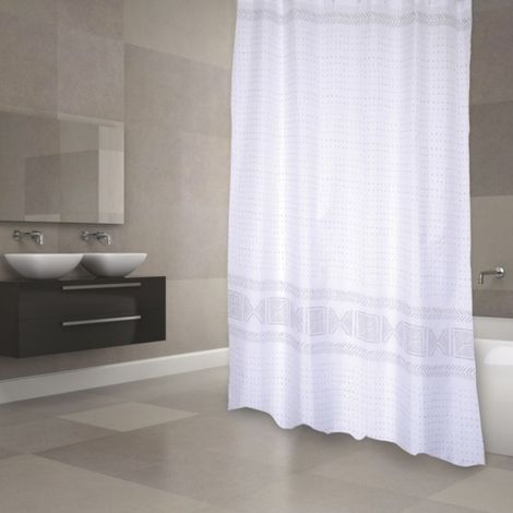 Rideau de douche Polyester TORALLA 180x200cm QUALITE PREMIUM Gris - Anneaux inclus MSV