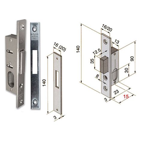 Serratura porta alluminio 15mm Welka 11215010