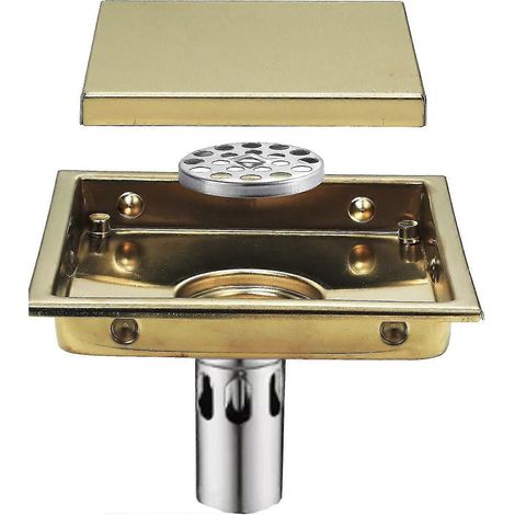 Caniveau de douche carré 150 x 150 mm, en acier inoxydable 304, anti-odeurs. (1/5)