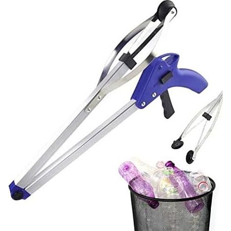 Pinza prensile in lega di alluminio per anziani con mobilità ridotta, per aiutare a raccogliere oggetti dal letto al pavimento. (1/5)