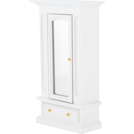 Armoire miniature en bois pour maison de poupée à l'échelle 1:12, accessoire de jouet (blanche) (1/5)