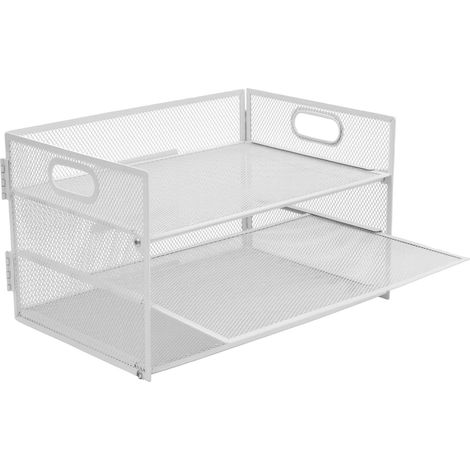 Relaxdays document holder, metal, 3 tiers, office, home office, HxWxD: 20.5x32.5x23.5 cm, desk organiser, white