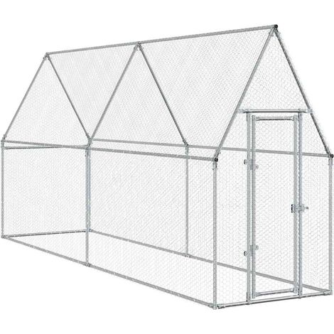 Maison Exclusive - Gabbia per Polli Argento 400x100x190 cm in Acciaio Zincato