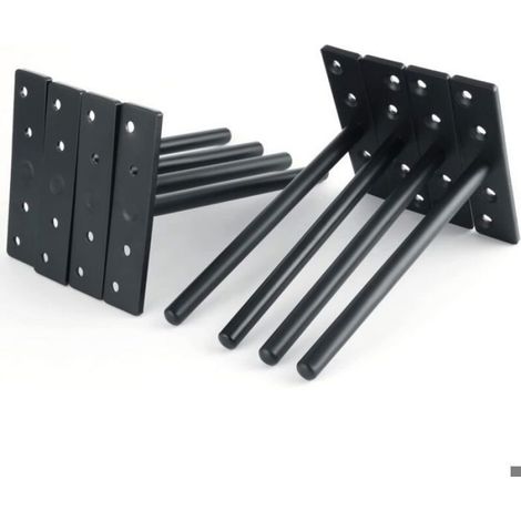 Support mural flottant - Unbrand - Invisible - Charge lourde - Longueur 150 mm - Lot de 4 pièces - Noir (1/5)