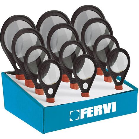Serie de 12 lentilles grossissantes en cristal Fervi 0659