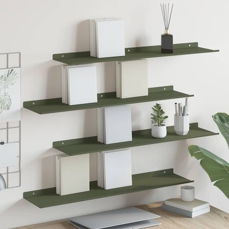 Schwebendes Regal 4 pcs Olive Grün 80 x 18 x 2,5 cm Stahl