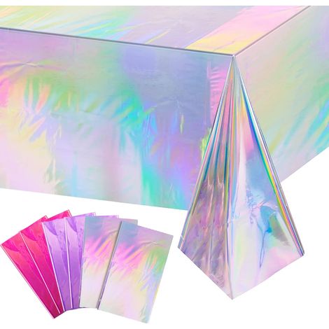 Nappe en plastique arc-en-ciel, nappe rectangulaire en feuille holographique, décoration de fête arc-en-ciel, style : style2 (1/5)