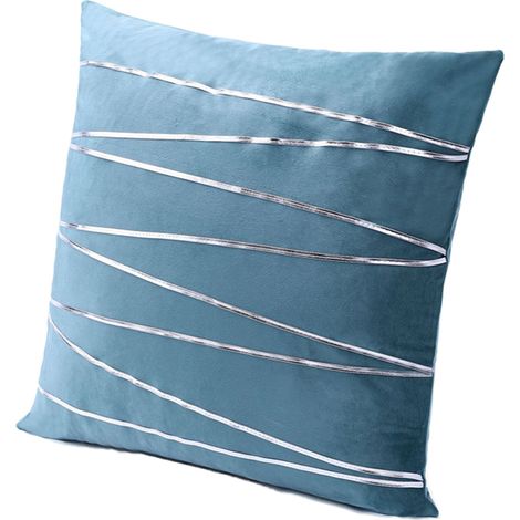 Housse de coussin carrée avec bordure argentée, idéale comme oreiller de voyage ou pour une utilisation au bureau à domicile. (1/4)