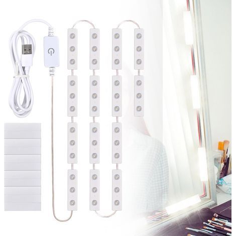 Dimmbare LED-Spiegelleuchte, Kosmetikspiegelleuchte, perfekt versteckte USB-Kabel, USB-Schminktischlampe, Lichterkette für Badezimmer und Schlafzimmer (1/5)