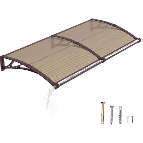 Auvent de Porte d’Entrée 100 × 150 cm, Marquise de Porte Extérieur en Polycarbonate, Abri Anti-Pluie et Anti-UV pour Maison, Balcon et Terrasse (1/5)
