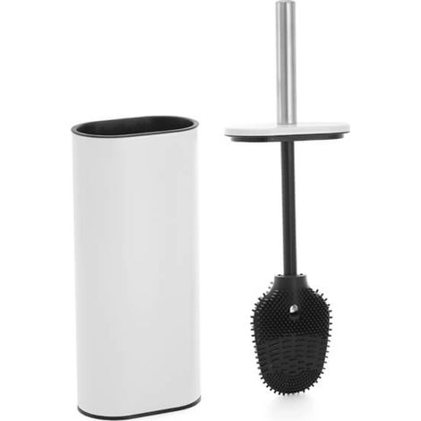 Showerdrape Fortuna White Stainless Steel Toilet Brush & Holder